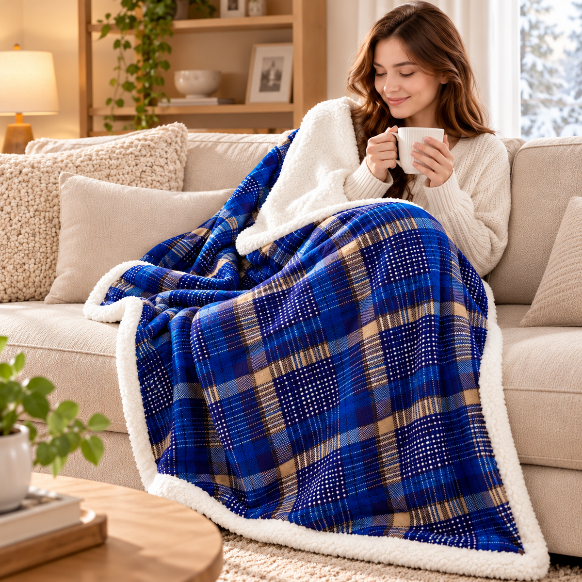 Cozy Plaid Fleece Blanket