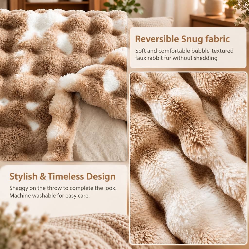 Luxury Faux Fur Throw Blanket